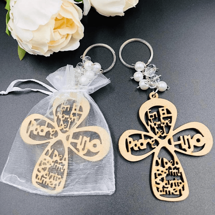 Christianartworkshop Religious Baptism Christ Wooden Plaque Keychain - Flower - image 6