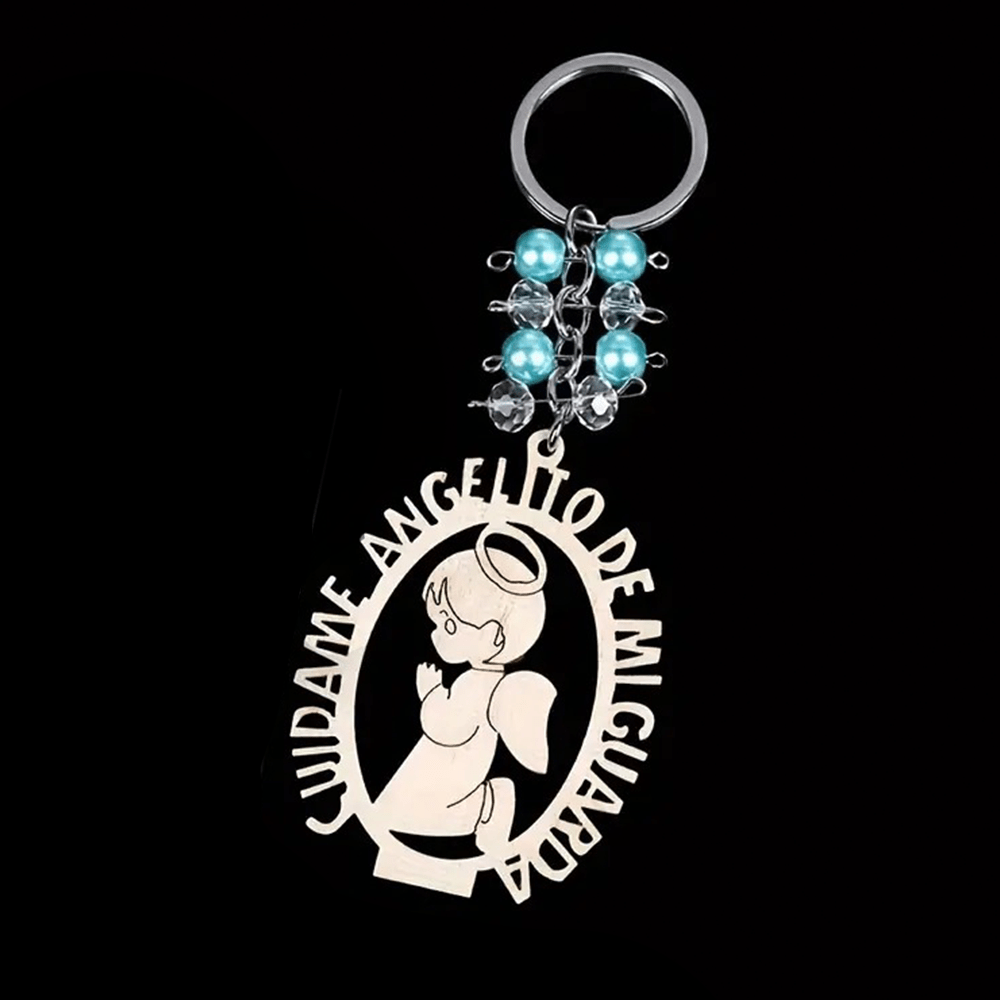 Christianartworkshop Religious Baptism Christ Wooden Plaque Keychain - Praying child - image 11