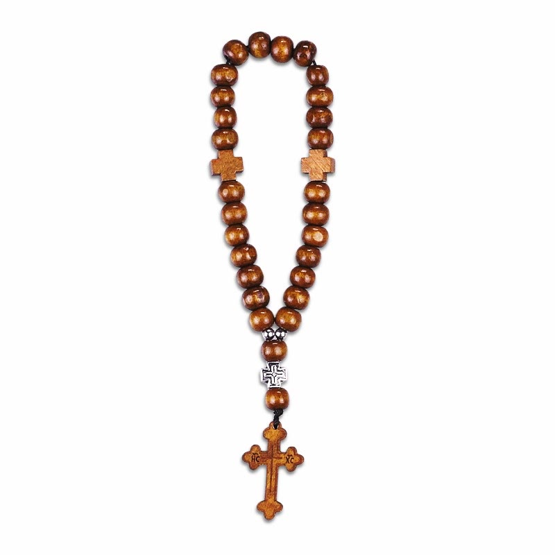 Christ Wooden Baptism Tassel Beaded Bracelet Rosary - image 7
