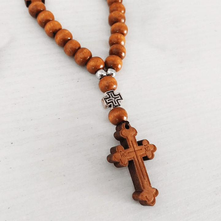 Christ Wooden Baptism Tassel Beaded Bracelet Rosary - image 6