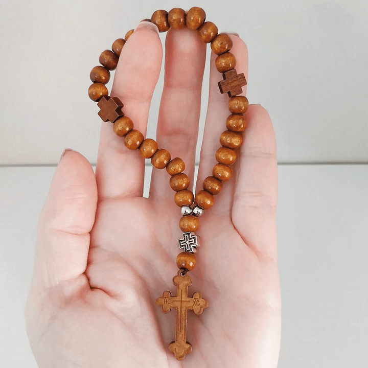 Christ Wooden Baptism Tassel Beaded Bracelet Rosary - image 5