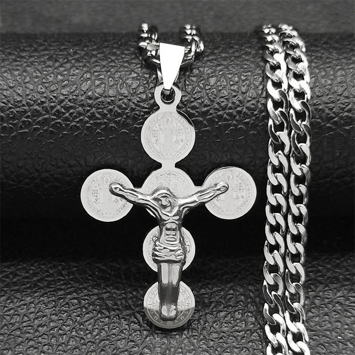 Christianartworkshop Medal Of St. Benedict Cross Pendant Necklace - Silver - image 6