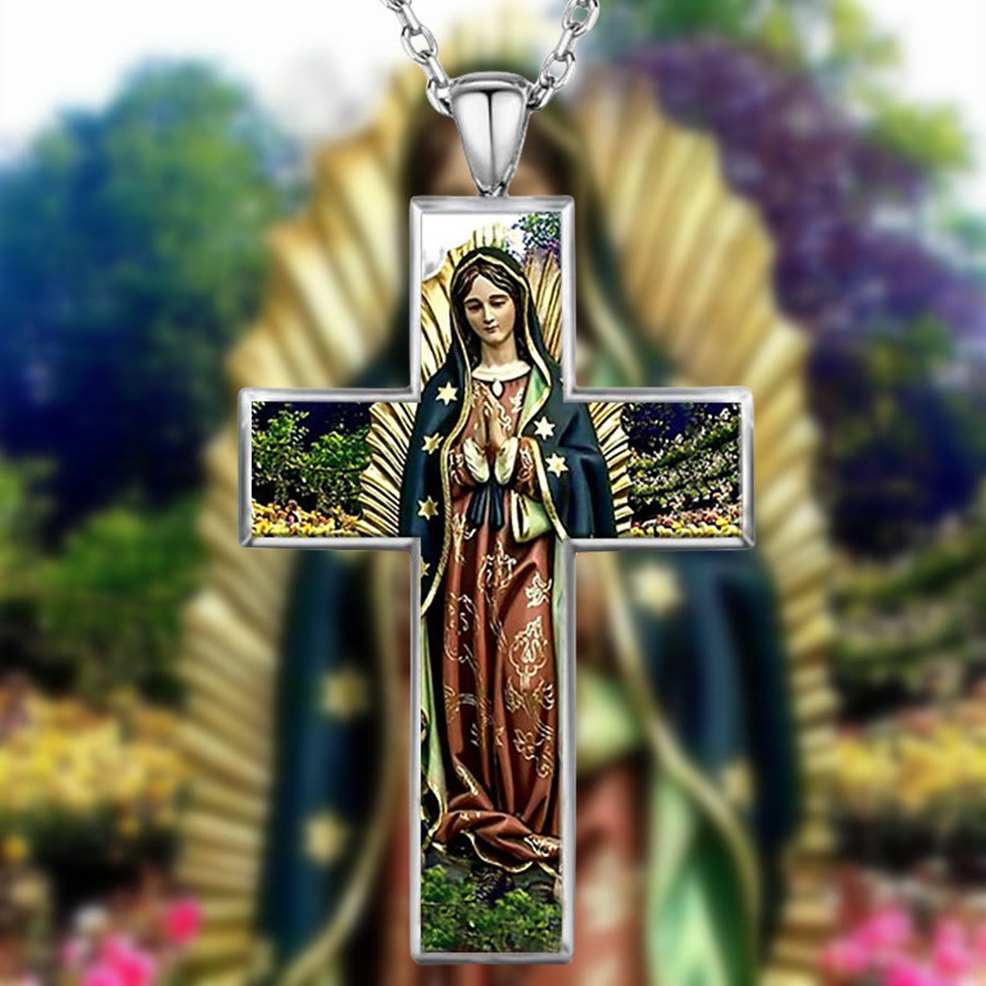 Christianartworkshop Virgin Mary Cross Pendant Necklace Religion Jewelry - Virgin Mary - image 1