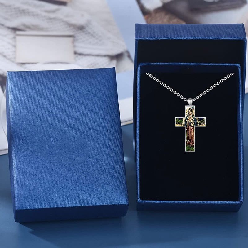 Christianartworkshop Virgin Mary Cross Pendant Necklace Religion Jewelry - image 2