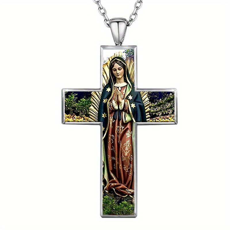 Christianartworkshop Virgin Mary Cross Pendant Necklace Religion Jewelry - image 3