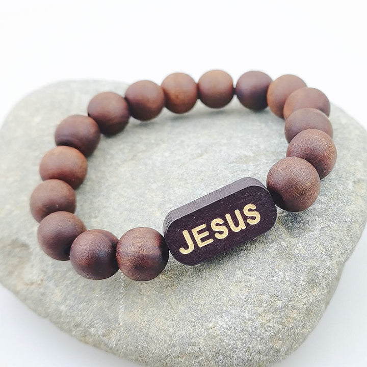 Christianartworkshop Jesus Wooden Bracelet  Jewelry Gifts - Coffee - image 1