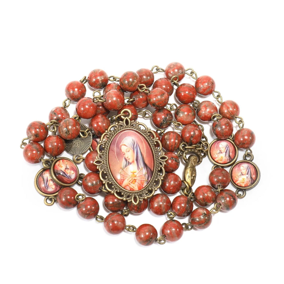 Christianartworkshop Our Lady Seven Sorrows Natural Sesame Stone Rosary - image 10
