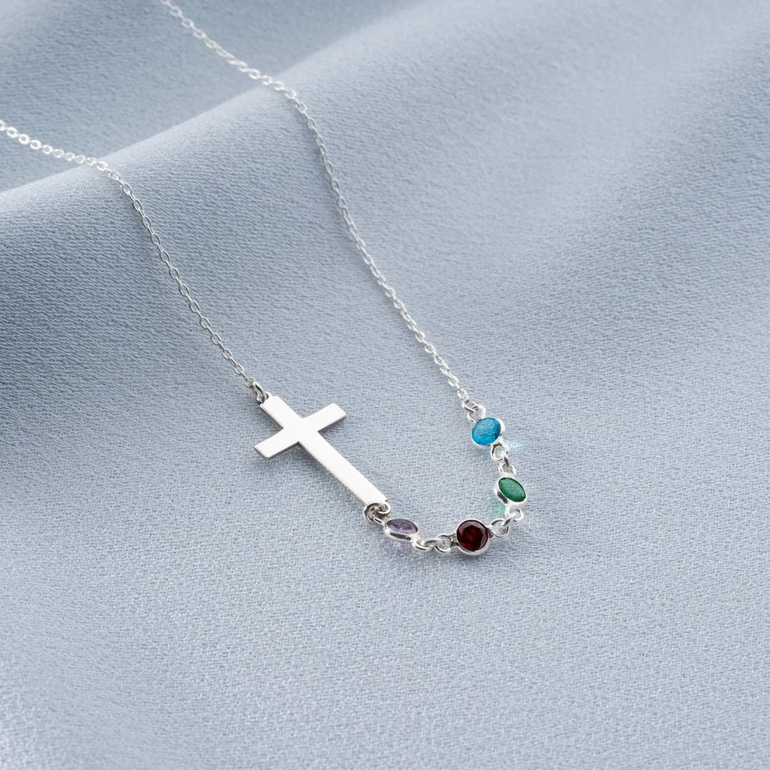 Christianartworkshop Biblical Birthstone Cross Necklace Religion Jewelry Gift - Silver - image 5