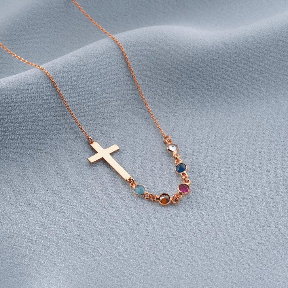 Christianartworkshop Biblical Birthstone Cross Necklace Religion Jewelry Gift - Rose gold - image 9