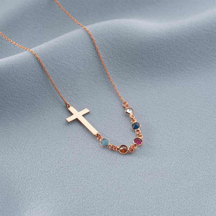 Christianartworkshop Biblical Birthstone Cross Necklace Religion Jewelry Gift - Rose gold - image 9