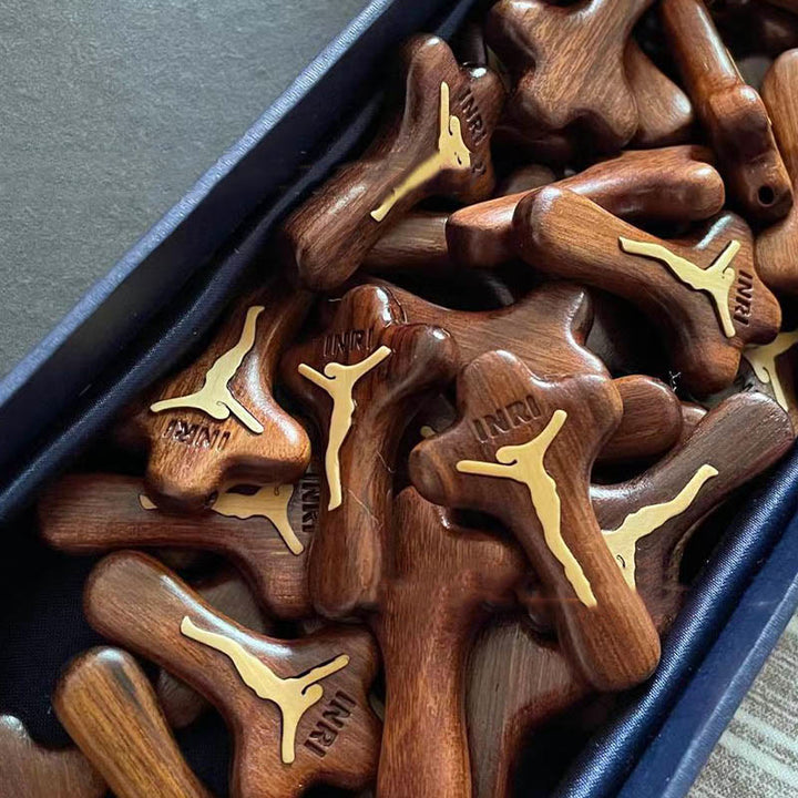 Christianartworkshop Rosewood Inlaid Boxwood Cross Pendant Necklace - image 4