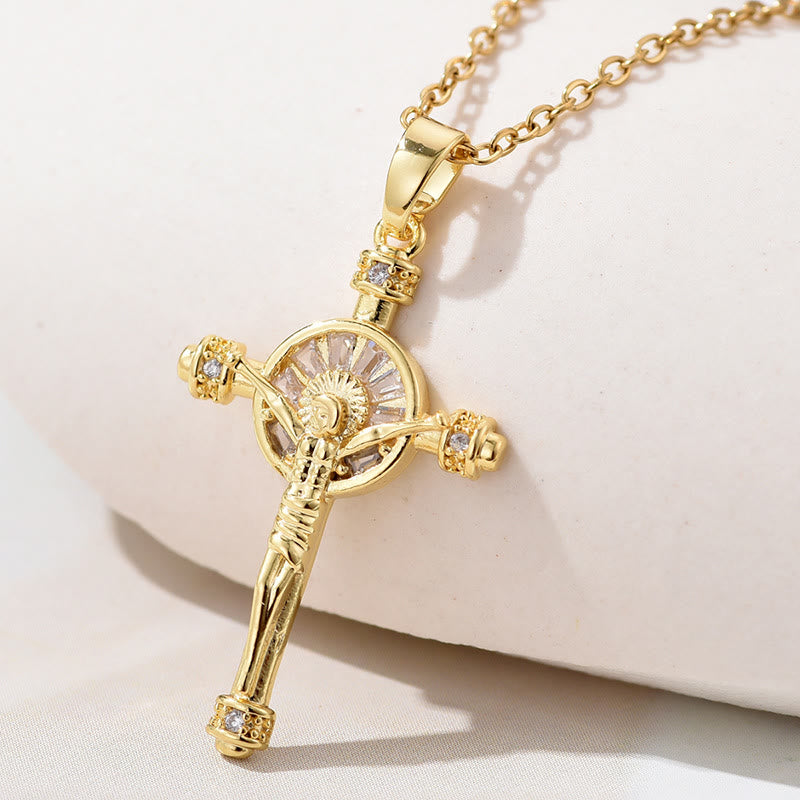 Christianartworkshop Jesus Cross Crucifix Christian Faith Necklace - Golden - image 1