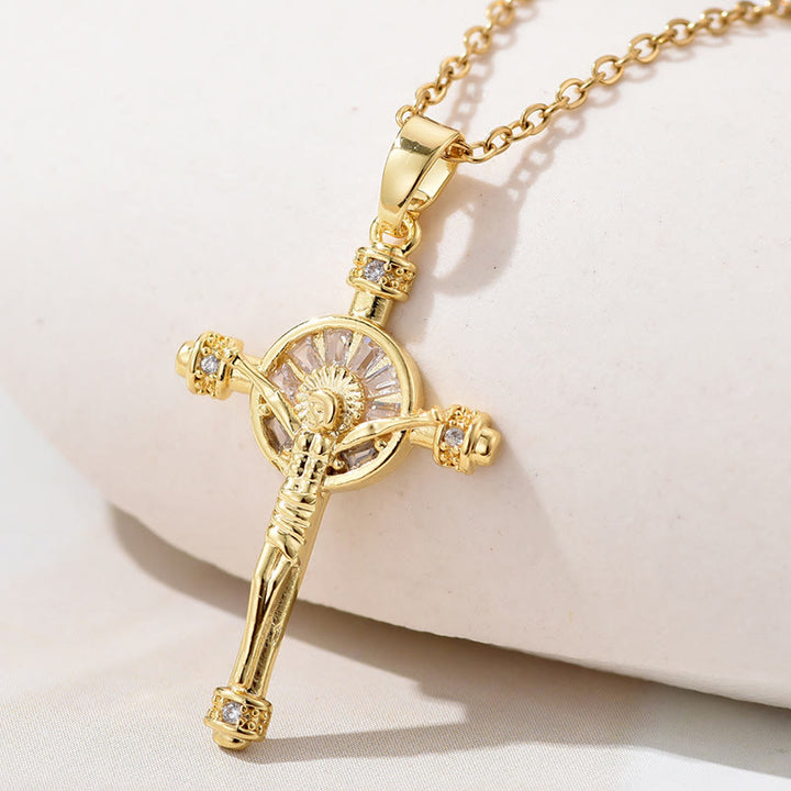 Christianartworkshop Jesus Cross Crucifix Christian Faith Necklace - Golden - image 1