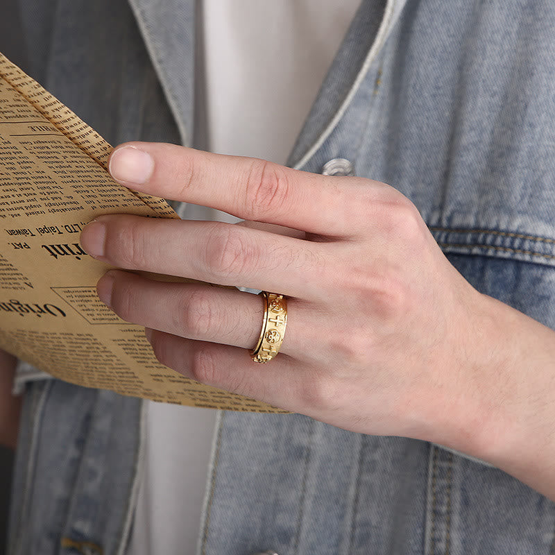 Christianartworkshop Rotatable Skull Head Cross Religion Ring - image 6