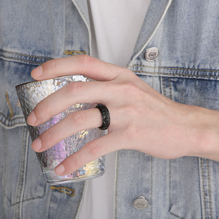 Christianartworkshop Rotatable Skull Head Cross Religion Ring - image 9