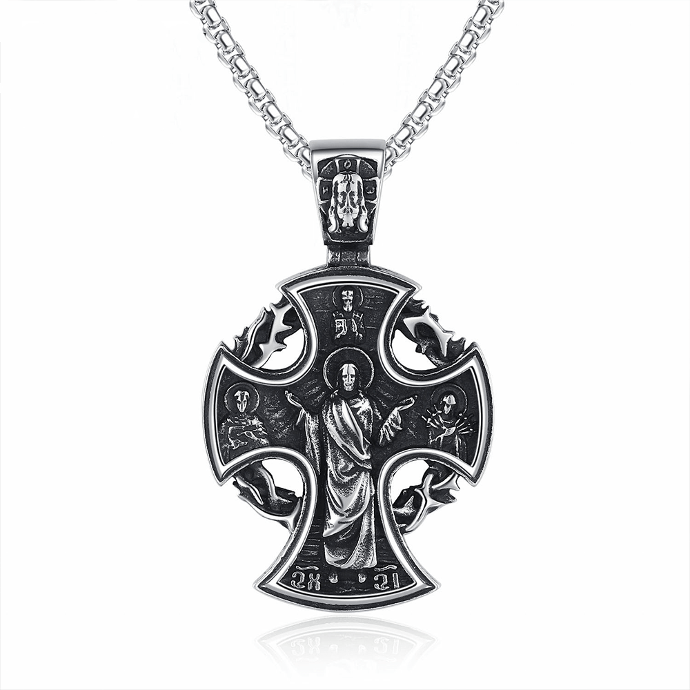 Christianartworkshop St. Benedict the Protector & St. Micheal the Archangel Necklace - Silver - image 1