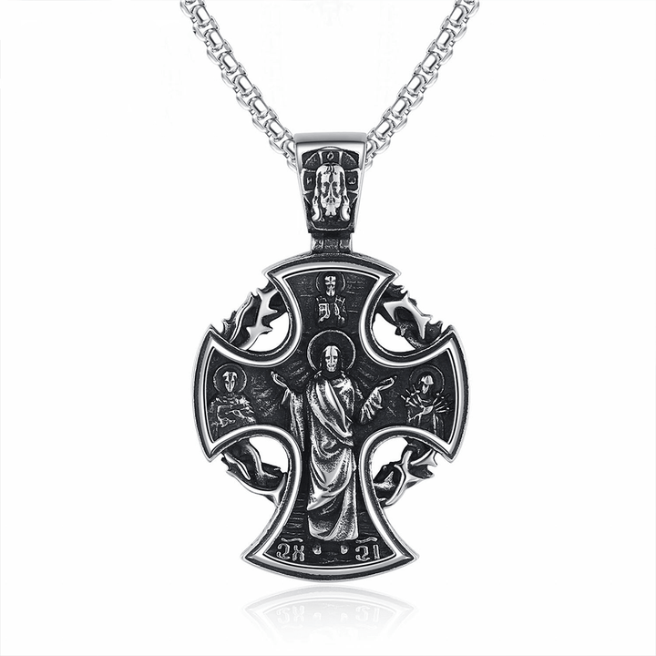 Christianartworkshop St. Benedict the Protector & St. Micheal the Archangel Necklace - Silver - image 1