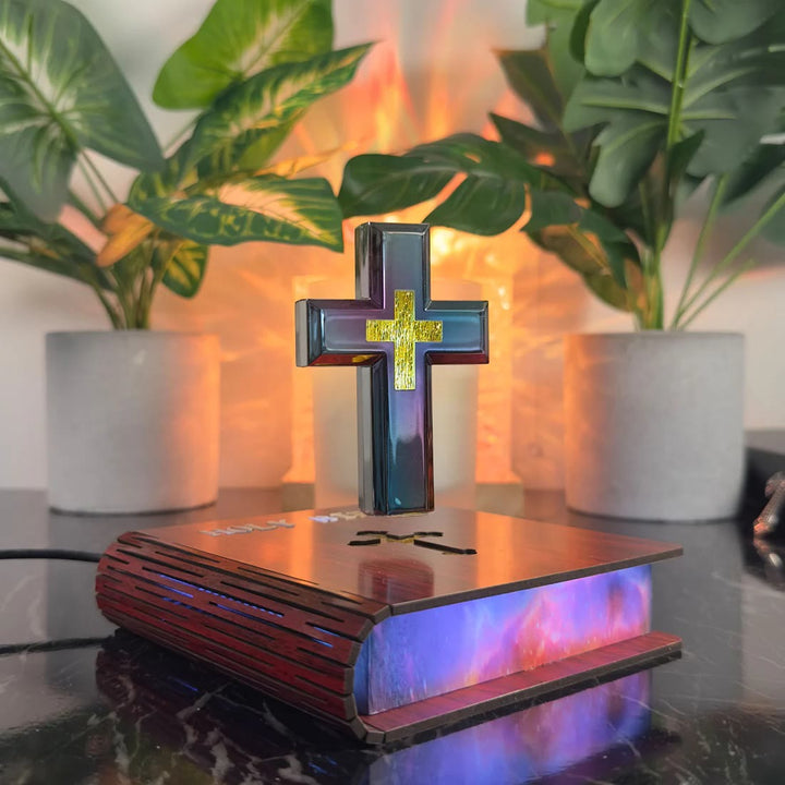 Christianartworkshop Book-base Magnetic Levitation Cross Ornament - Book Base-Colorful Cross - image 1