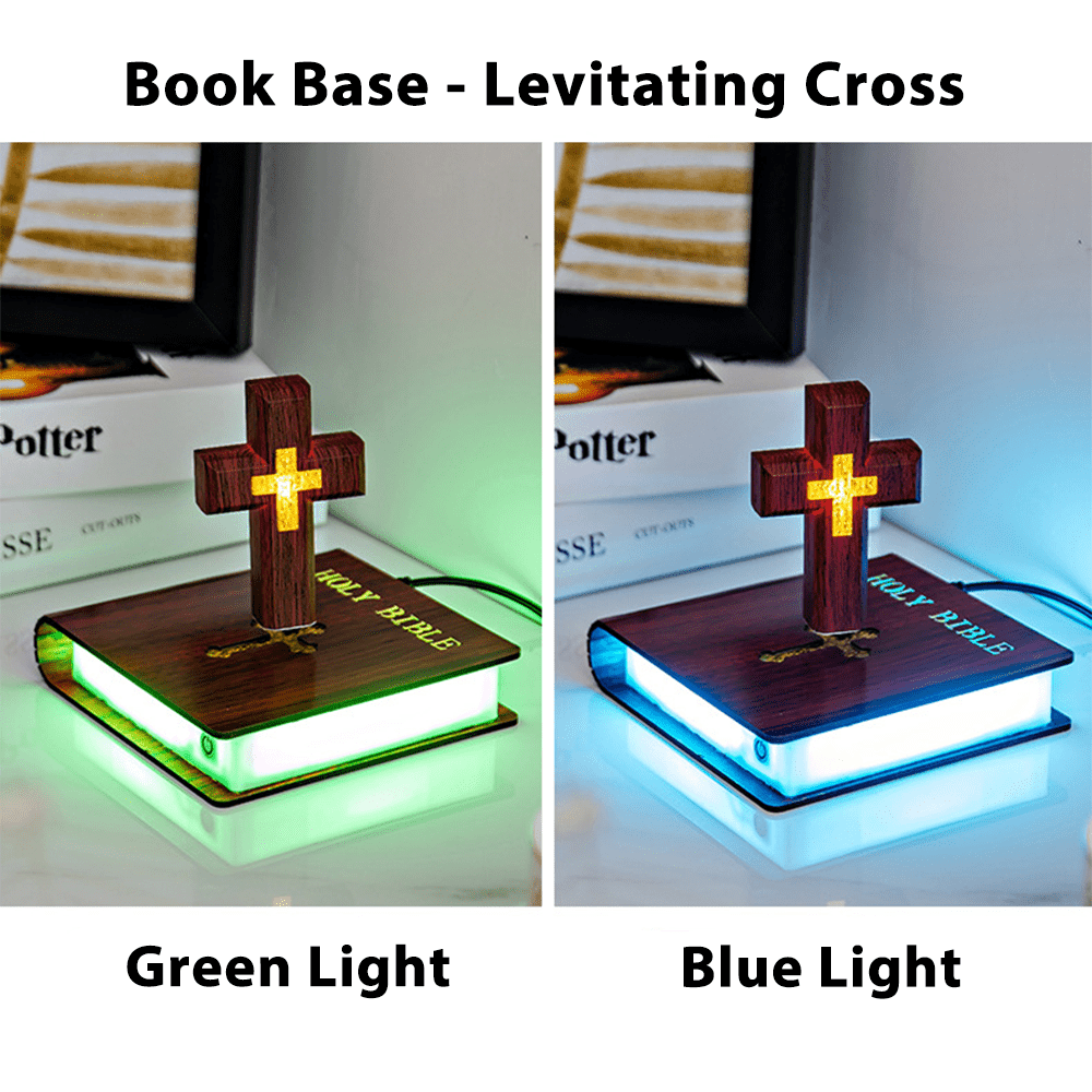 Christianartworkshop Book-base Magnetic Levitation Cross Ornament - Book Base-Red Cross - image 8