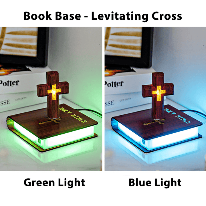 Christianartworkshop Book-base Magnetic Levitation Cross Ornament - Book Base-Red Cross - image 8