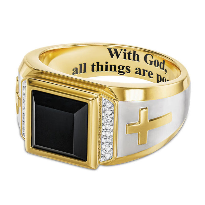 Christianartworkshop Faith Two Tone Plated Cross Ring - With God All Things Are Possible - image 6