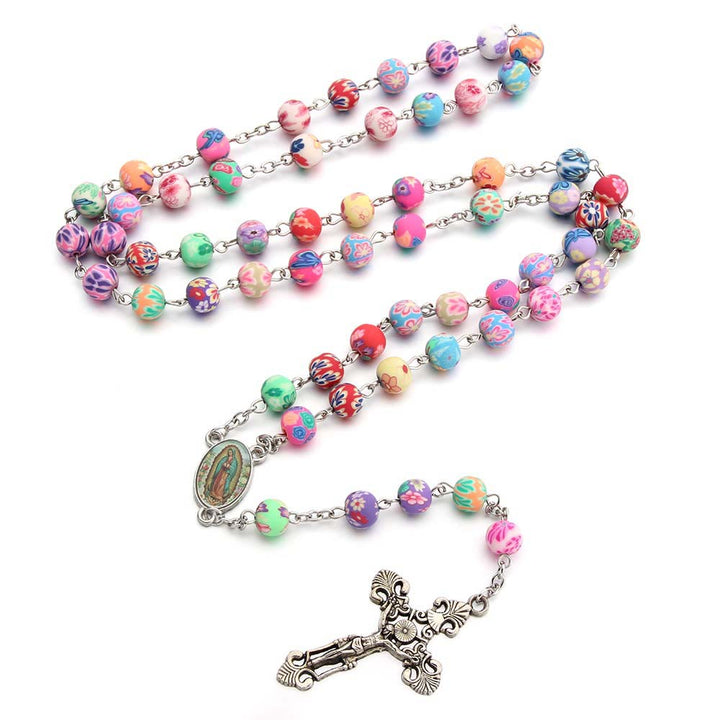 Christian Cross Catholic Multi Coloured Rosary - Multicolor - image 1