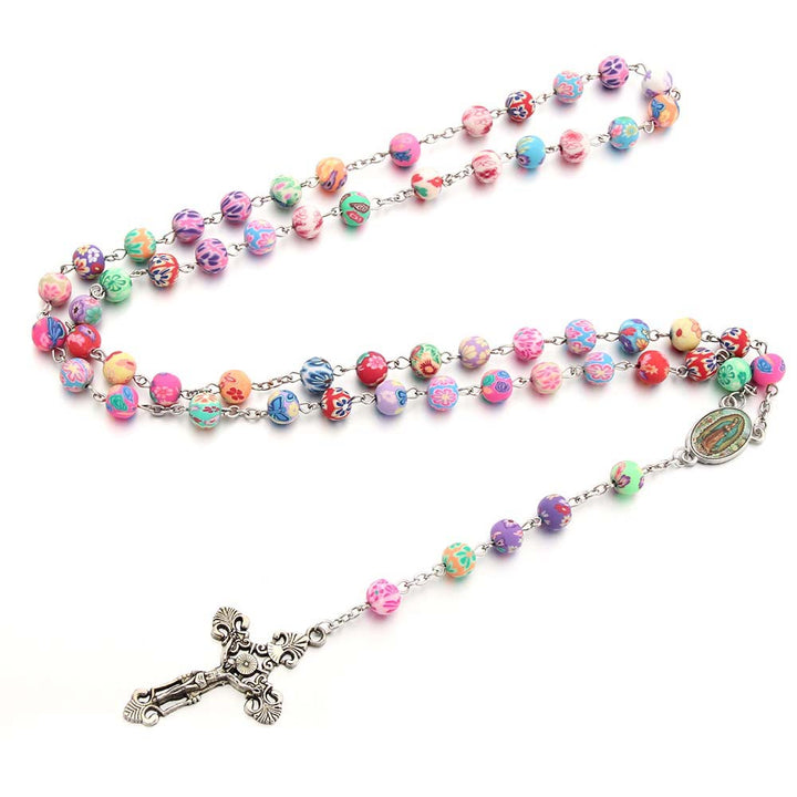 Christian Cross Catholic Multi Coloured Rosary - image 4
