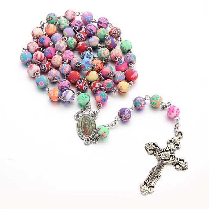 Christian Cross Catholic Multi Coloured Rosary - image 3