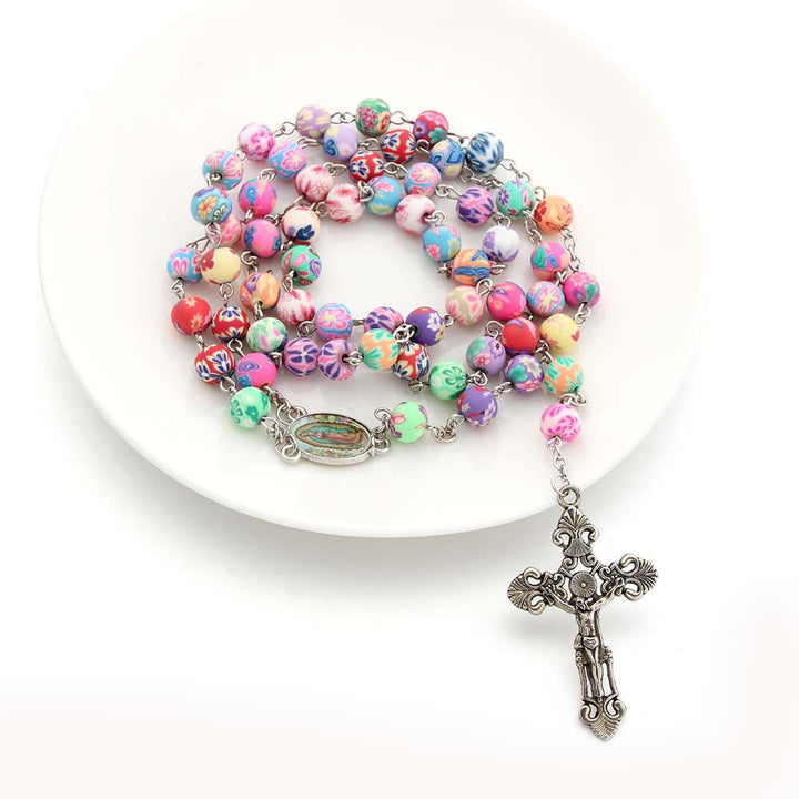 Christian Cross Catholic Multi Coloured Rosary - image 5