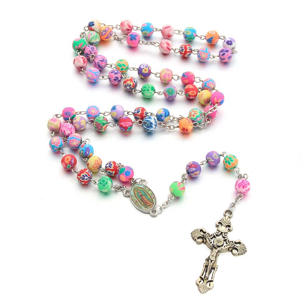 Christian Cross Catholic Multi Coloured Rosary - image 6