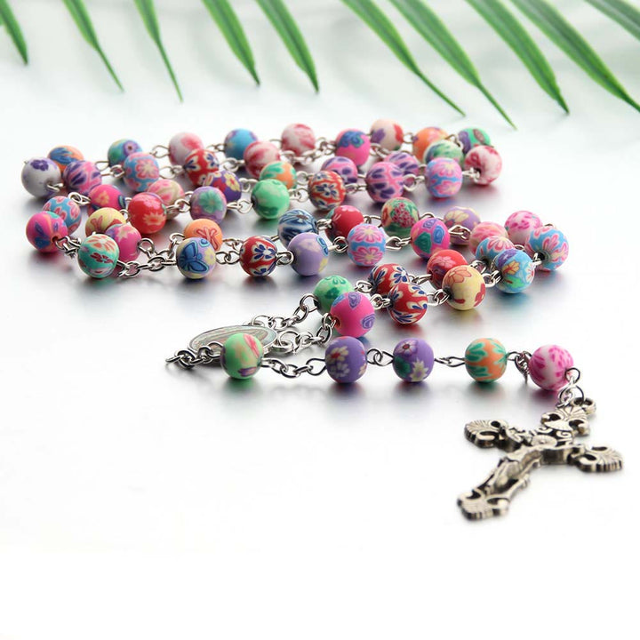 Christian Cross Catholic Multi Coloured Rosary - image 7
