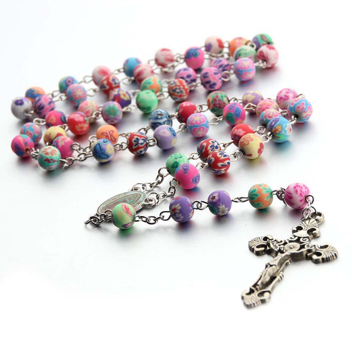 Christian Cross Catholic Multi Coloured Rosary - image 2