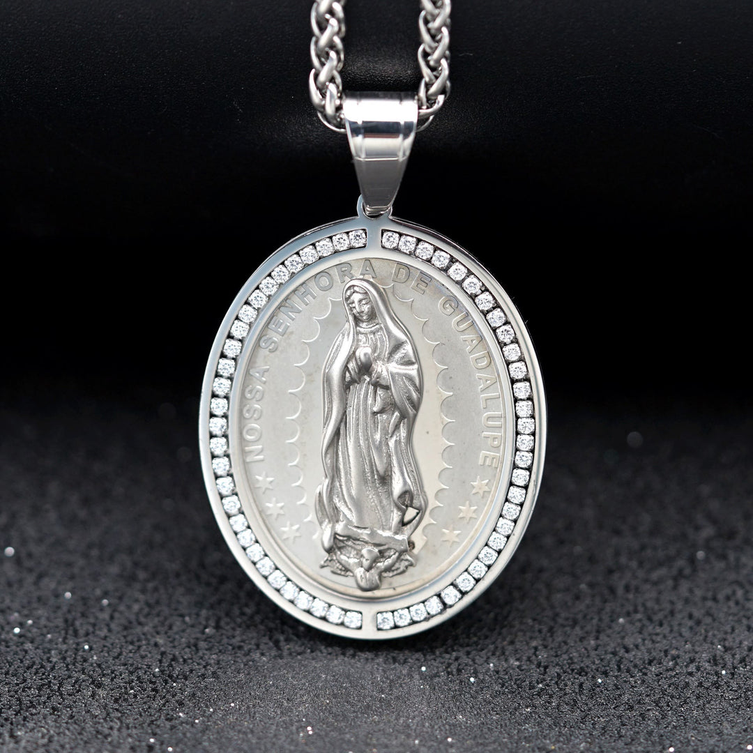 Christianartworkshop Virgin Mary Religious Stainless Steel Pendant Necklace - Silver - image 1