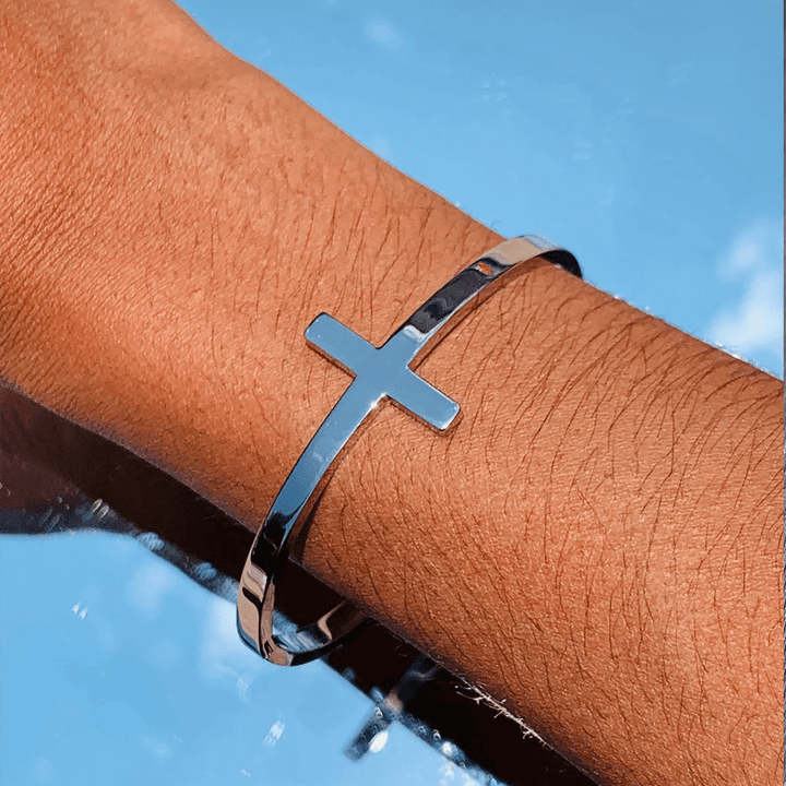 Christianartworkshop Silver Cross Cuff Bangle Religion Bracelet - image 6