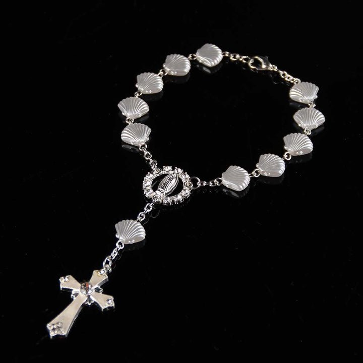 Shell Star Bead Bracelet Catholic Religious Rosary - Clear Shell - image 1