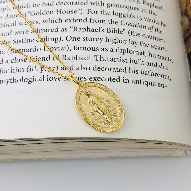 Christianartworkshop Crafted Silver Maria Pendant Necklace Religion Jewelry - Golden - image 6