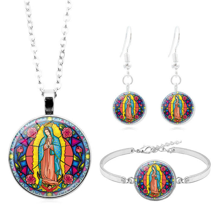 Christianartworkshop Santa Maria Our Lady Religious Glass Jewelry Set - 3/set - image 1