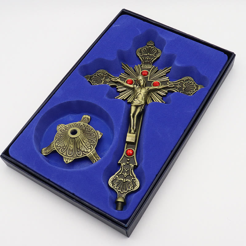 Lord Jesus Christ Standing Crucifix Decoration Ornament - Bronze - image 1