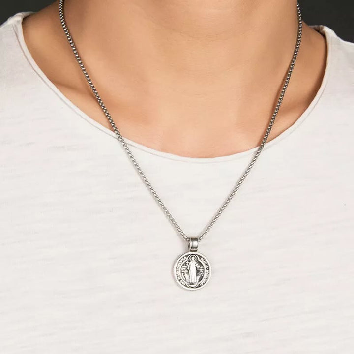 Christianartworkshop Double-Sided Pattern St. Benedict Symbol Necklace - image 11