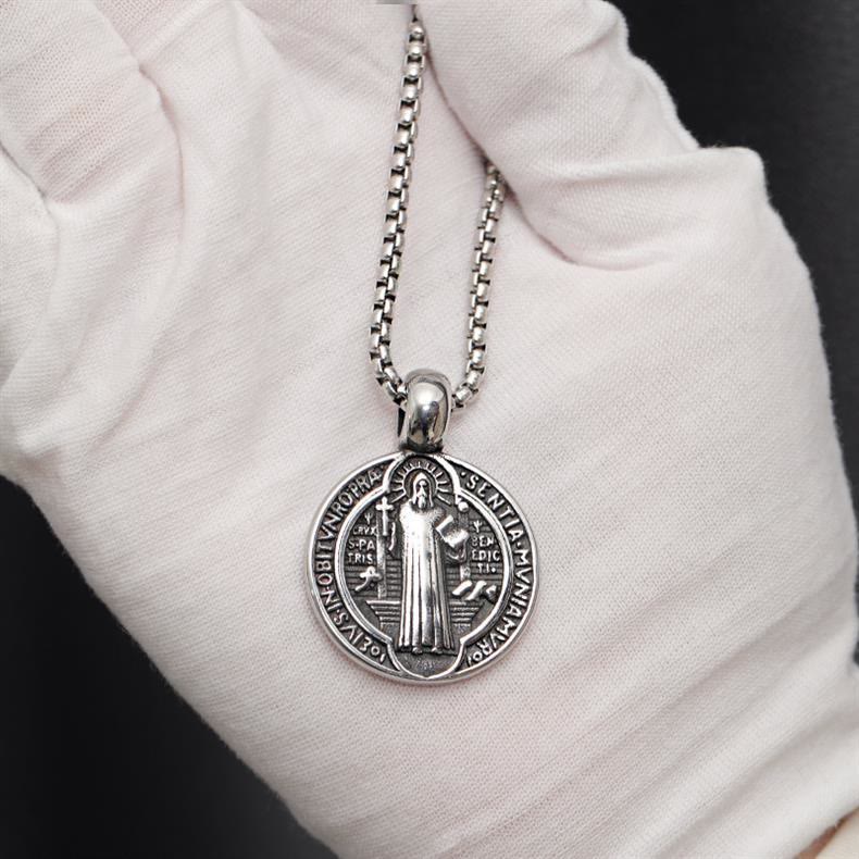 Christianartworkshop Double-Sided Pattern St. Benedict Symbol Necklace - image 9