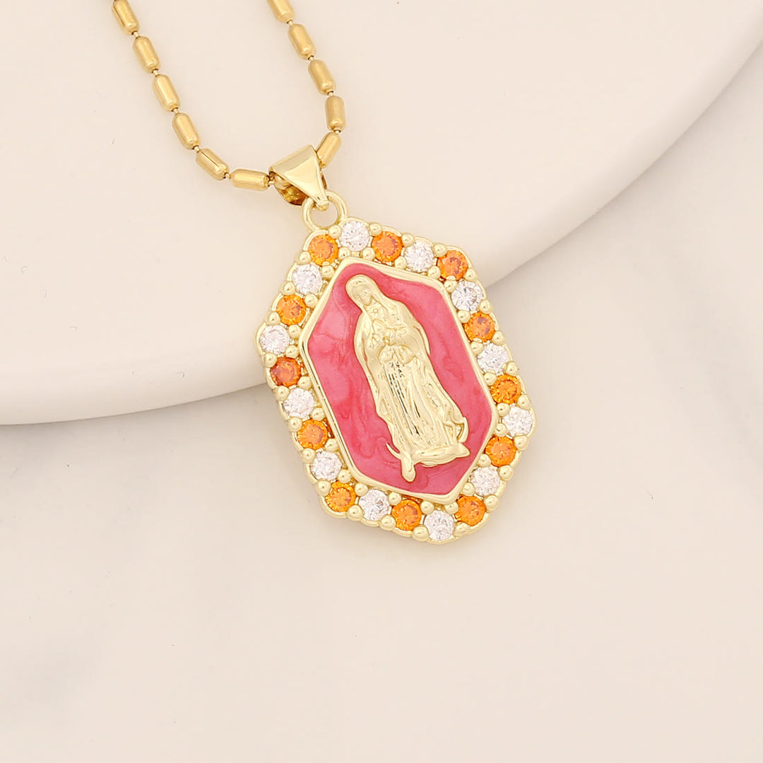 Christianartworkshop Exquisite Blessed Mary Micro-inlaid Zircon Necklace - Rose - image 3