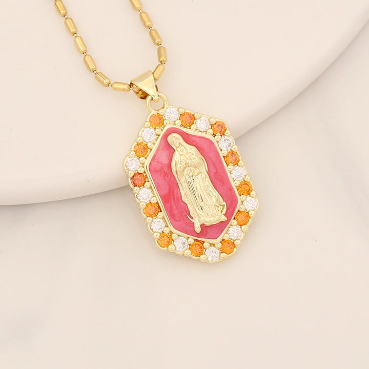 Christianartworkshop Exquisite Blessed Mary Micro-inlaid Zircon Necklace - Rose - image 3