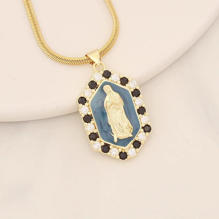 Christianartworkshop Exquisite Blessed Mary Micro-inlaid Zircon Necklace - image 2
