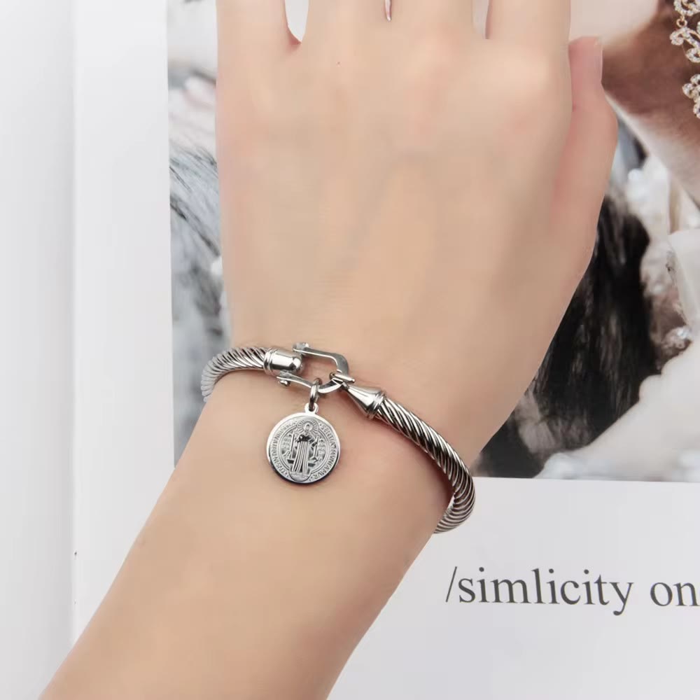 Christianartworkshop St. Benedict Twisted Cable Bangle Bracelet - image 7