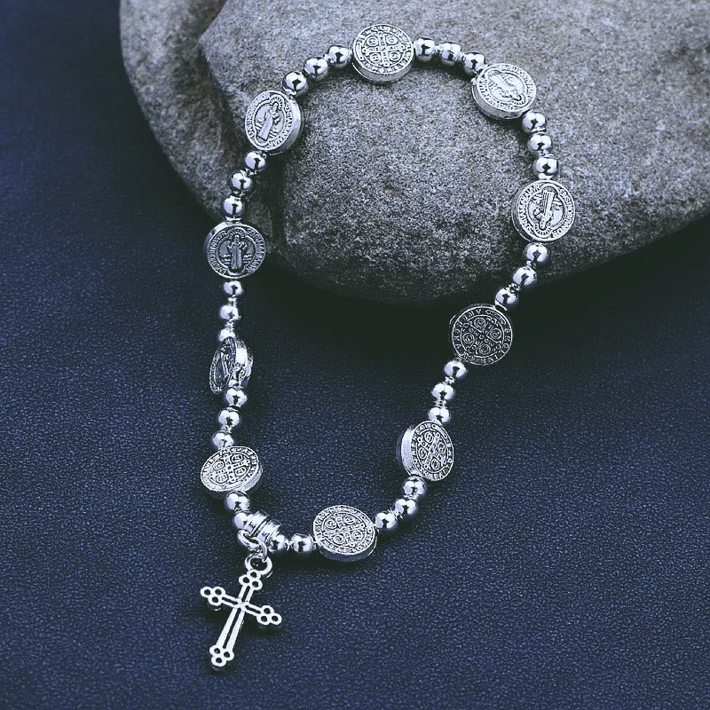 Christianartworkshop Metal Cross Pendant St. Benedict Theme Bracelet - image 4