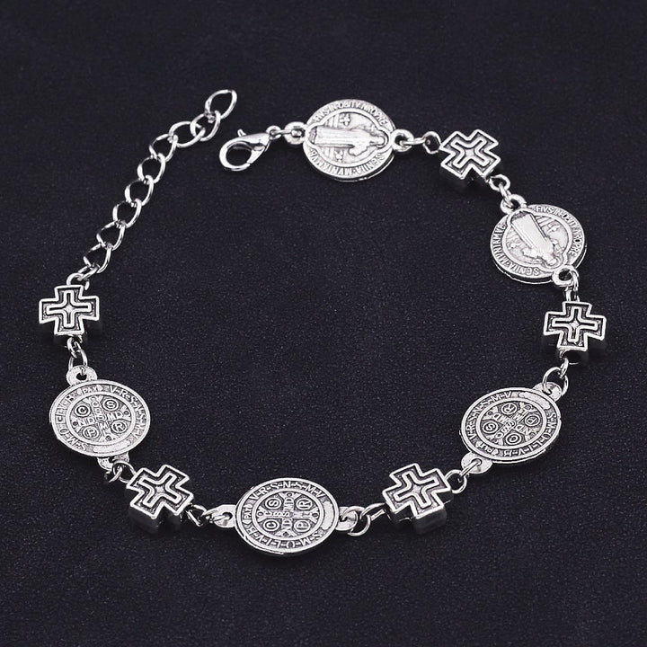 Christianartworkshop St. Benedict Medal Cross Protection Bracelet - Silver - image 1