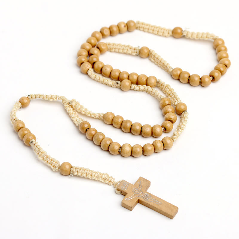 Christian Wooden Cross Prayer Rosary - Original - image 1