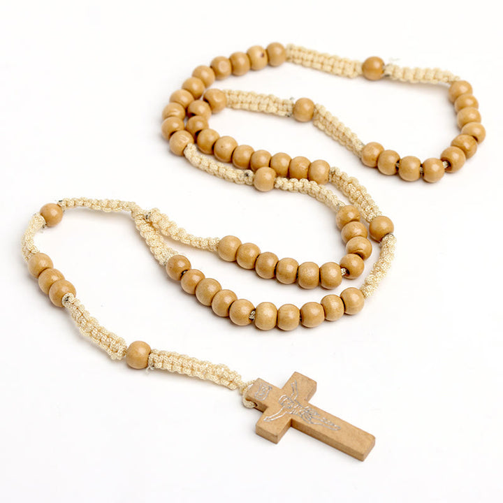 Christian Wooden Cross Prayer Rosary - Original - image 1