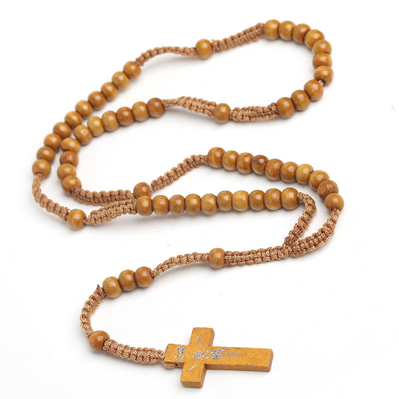 Christian Wooden Cross Prayer Rosary - image 5
