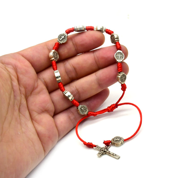 Christianartworkshop St. Benedict Knotted Red String Amulet Bracelet - image 2